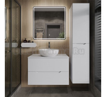 Мебель для ванной комнаты Orange Line 80 подвесная, 2 ящика, матовая белая с раковиной B07-420W