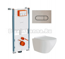 Комплект Унитаз подвесной Teymi Lina Pro T40106 + Инсталляция VitrA V-Fix Core 732-5800-01PV + Кнопка Root Round 740-2295 никель