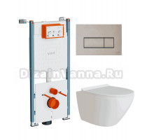 Комплект Унитаз подвесной Teymi Lina Pro T40106 + Инсталляция VitrA V-Fix Core 732-5800-01PV + Кнопка Root Square 740-2395 никель