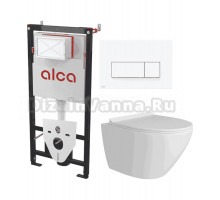 Комплект Унитаз подвесной Teymi Lina Pro T40106 + Инсталляция AlcaPlast AM101/1120-4:1 RU M570-0001 кнопка смыва белая