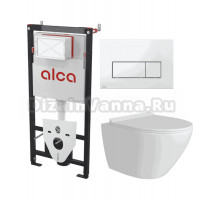 Комплект Унитаз подвесной Teymi Lina Pro T40106 + Инсталляция AlcaPlast AM101/1120-4:1 RU M571-0001 кнопка смыва хром