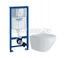 Комплект Унитаз подвесной Teymi Lina Pro T40106 + Инсталляция Grohe Rapid SL 38721001 3 в 1 с кнопкой смыва