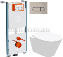 Комплект Унитаз подвесной STWORKI Вестфолл S08401WH + Инсталляция VitrA V-Fix Core 732-5800-01PV + Кнопка Root Round 740-2295 никель