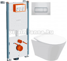 Комплект Унитаз подвесной STWORKI Вестфолл S08401WH + Инсталляция VitrA V-Fix Core 732-5800-01PV + Кнопка Root Square 740-2380 хром