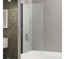 Шторка на ванну Berges River S Black 065013 90 см, профиль черный матовый, стекло прозрачное