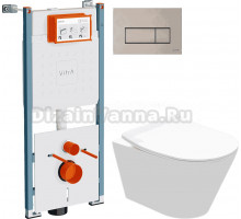 Комплект Унитаз подвесной STWORKI Вестфолл S08401WH + Инсталляция VitrA V-Fix Core 732-5800-01PV + Кнопка Root Square 740-2395 никель