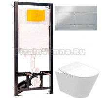 Комплект Унитаз подвесной STWORKI Вестфолл S08401WH + Инсталляция OLI 80 ECO Sanitarblock mechanic 3 в 1 с кнопкой смыва
