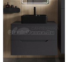Тумба с раковиной Orange Line 80 подвесная, 2 ящика, матовый графит с раковиной B01-475mb