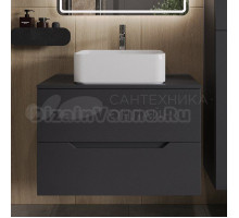 Тумба с раковиной Orange Line 80 подвесная, 2 ящика, матовый графит с раковиной B02-460W