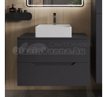 Тумба с раковиной Orange Line 80 подвесная, 2 ящика, матовый графит с раковиной B04-405W