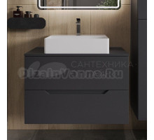 Тумба с раковиной Orange Line 80 подвесная, 2 ящика, матовый графит с раковиной B04-500W