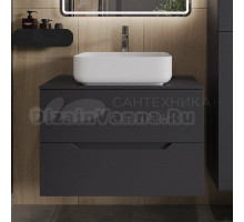 Тумба с раковиной Orange Line 80 подвесная, 2 ящика, матовый графит с раковиной B05-500W