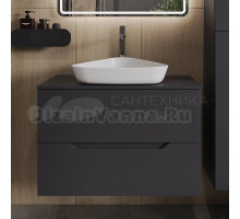 Тумба с раковиной Orange Line 80 подвесная, 2 ящика, матовый графит с раковиной B07-500W