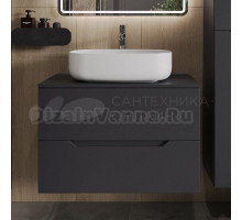 Тумба с раковиной Orange Line 80 подвесная, 2 ящика, матовый графит с раковиной B07-540W