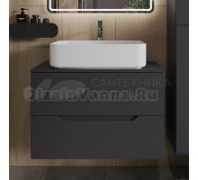 Тумба с раковиной Orange Line 80 подвесная, 2 ящика, матовый графит с раковиной B07-600W