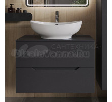 Тумба с раковиной Orange Line 80 подвесная, 2 ящика, матовый графит с раковиной B08-585w