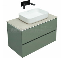 Тумба с раковиной Allen Brau Infinity 85 подвесная, олива матовый, столешница бежевая