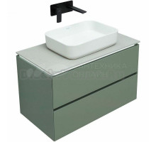 Тумба с раковиной Allen Brau Infinity 85 подвесная, олива матовый, столешница серый структ