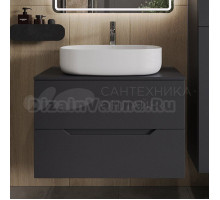 Тумба с раковиной Orange Line 80 подвесная, 2 ящика, матовый графит с раковиной B04-600W