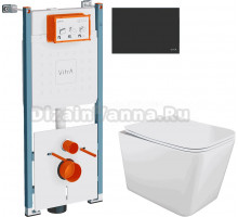 Комплект Унитаз подвесной STWORKI Молде S23401WH + Инсталляция VitrA V-Fix Core 732-5800-01PV + Кнопка Root Round 740-2211 черная матовая