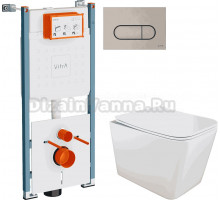 Комплект Унитаз подвесной STWORKI Молде S23401WH + Инсталляция VitrA V-Fix Core 732-5800-01PV + Кнопка Root Round 740-2295 никель