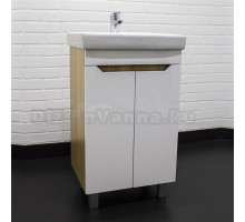 Тумба с раковиной Айсберг Мечта 50 напольная, белая, дуб сонома