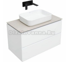 Тумба с раковиной Allen Brau Infinity 85 подвесная, белый матовый, столешница бежевая