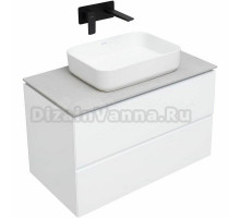 Тумба с раковиной Allen Brau Infinity 85 подвесная, белый матовый, столешница серый структ