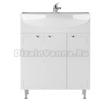 Тумба с раковиной Айсберг Классик 70 напольная, 3 дверцы, белая