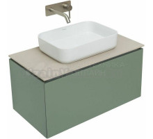 Тумба с раковиной Allen Brau Infinity 85 1+1, подвесная, олива матовый, столешница бежевая
