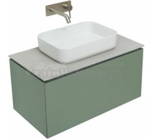 Тумба с раковиной Allen Brau Infinity 85 1+1, подвесная, олива матовый, столешница серый структ