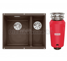 Комплект Мойка Blanco Subline 340/160-U кофе, левая + Измельчитель Franke 134.0715.095