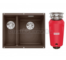Комплект Мойка Blanco Subline 340/160-U кофе, правая + Измельчитель Franke 134.0715.094