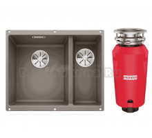 Комплект Мойка Blanco Subline 340/160-U серый беж, левая + Измельчитель Franke 134.0715.098