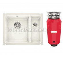 Комплект Мойка Blanco Subline 350/150-U глянцевая белая, с отводной арматурой InFino + Измельчитель Franke 134.0715.094