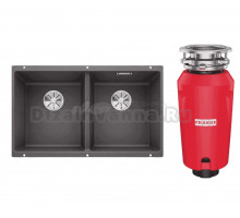 Комплект Мойка Blanco Subline 350/350-U темная скала + Измельчитель Franke 134.0715.095