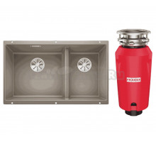 Комплект Мойка Blanco Subline 430/270-U серый беж + Измельчитель Franke 134.0715.098