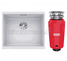 Комплект Мойка Blanco Subline 500-U Silgranit, белая + Измельчитель Franke 134.0715.095