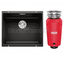 Комплект Мойка Blanco Subline 500-U Silgranit, черная + Измельчитель Franke 134.0715.094
