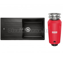 Комплект Мойка Blanco Zia XL 6S 526024 черная + Измельчитель Franke 134.0715.095