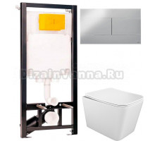 Комплект Унитаз подвесной STWORKI Молде S23401WH + Инсталляция OLI 80 ECO Sanitarblock mechanic 3 в 1 с кнопкой смыва