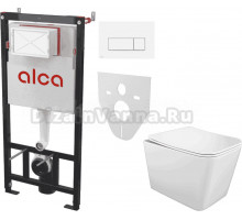 Комплект Унитаз подвесной STWORKI Молде S23401WH + Инсталляция AlcaPlast AM101/1120-4:1 RU M570-0001 кнопка смыва белая
