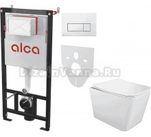 Комплект Унитаз подвесной STWORKI Молде S23401WH + Инсталляция AlcaPlast AM101/1120-4:1 RU M571-0001 кнопка смыва хром