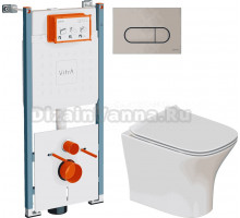 Комплект Унитаз подвесной STWORKI Олланд S01401WH + Инсталляция VitrA V-Fix Core 732-5800-01PV + Кнопка Root Round 740-2295 никель