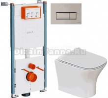 Комплект Унитаз подвесной STWORKI Олланд S01401WH + Инсталляция VitrA V-Fix Core 732-5800-01PV + Кнопка Root Square 740-2395 никель