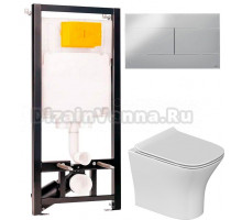 Комплект Унитаз подвесной STWORKI Олланд S01401WH + Инсталляция OLI 80 ECO Sanitarblock mechanic 3 в 1 с кнопкой смыва