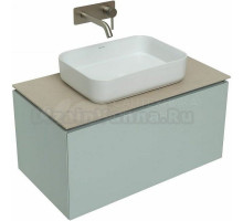 Тумба с раковиной Allen Brau Infinity 85 1+1, подвесная, папирус матовый, столешница бежевая