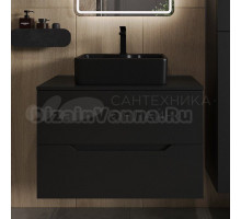 Тумба с раковиной Orange Line 80 подвесная, 2 ящика, матовая черная с раковиной B01-475mb