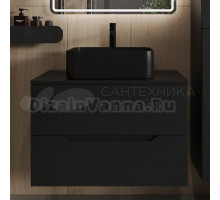 Тумба с раковиной Orange Line 80 подвесная, 2 ящика, матовая черная с раковиной B02-460MB