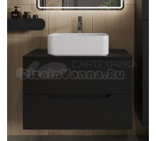Тумба с раковиной Orange Line 80 подвесная, 2 ящика, матовая черная с раковиной B02-460W